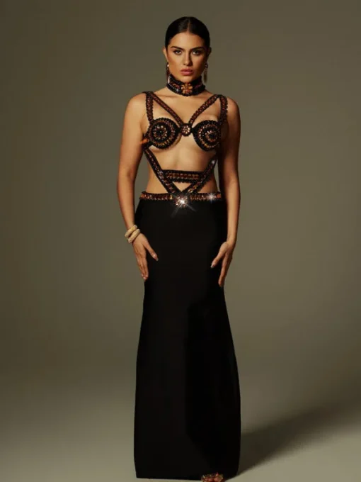 Dresses | Maxi Dresses*Bandage Ayden Rhinestone Maxi Dress With Choker