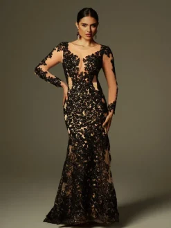Dresses | Maxi Dresses*Mew Mews Fashion Ayesha Long Sleeve Lace Sequin Maxi Dress