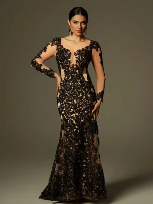 Dresses | Maxi Dresses*Mew Mews Fashion Ayesha Long Sleeve Lace Sequin Maxi Dress