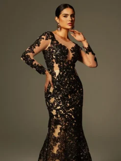 Dresses | Maxi Dresses*Mew Mews Fashion Ayesha Long Sleeve Lace Sequin Maxi Dress