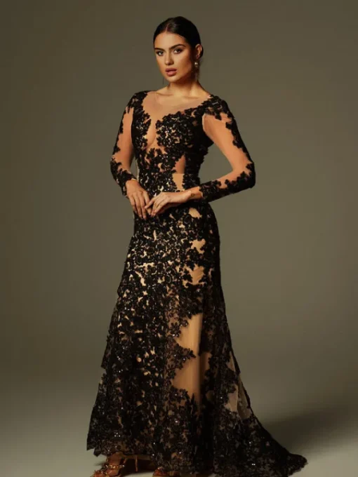 Dresses | Maxi Dresses*Mew Mews Fashion Ayesha Long Sleeve Lace Sequin Maxi Dress