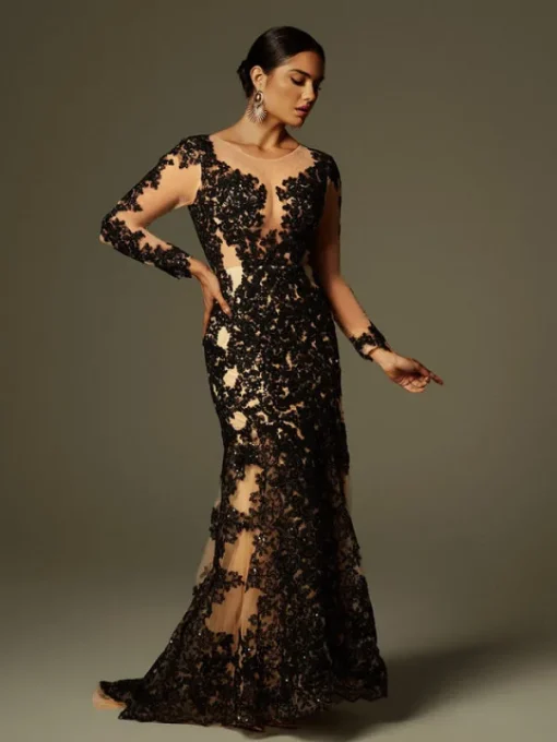 Dresses | Maxi Dresses*Mew Mews Fashion Ayesha Long Sleeve Lace Sequin Maxi Dress