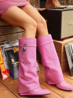 Shoes*Mew Mews Fashion Badru Lock Glitter Crystal Boots