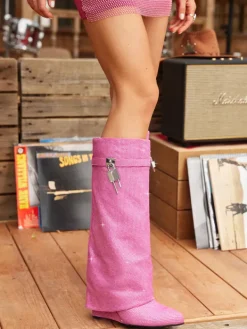 Shoes*Mew Mews Fashion Badru Lock Glitter Crystal Boots