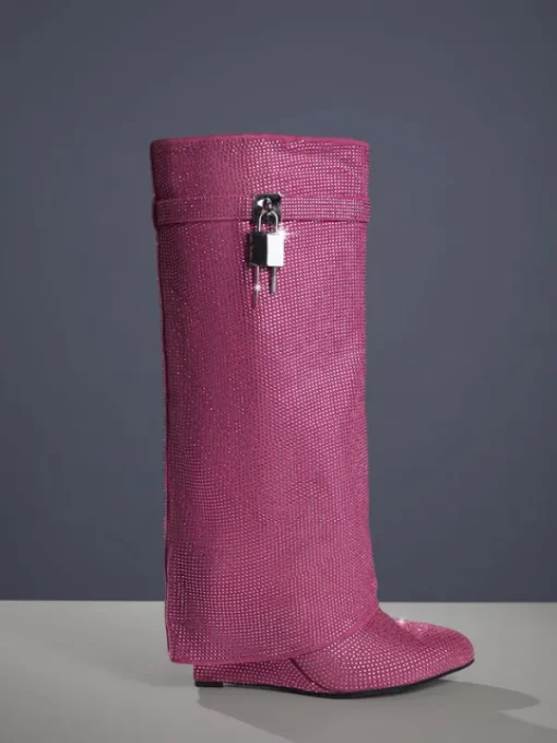 Shoes*Mew Mews Fashion Badru Lock Glitter Crystal Boots