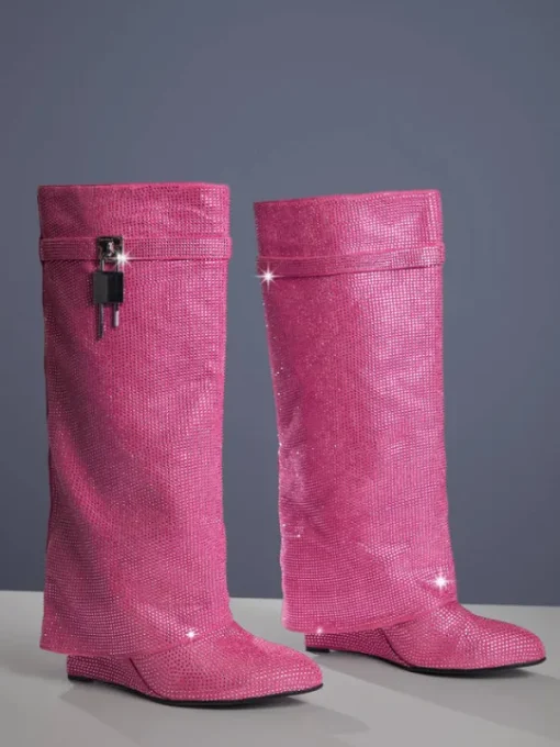Shoes*Mew Mews Fashion Badru Lock Glitter Crystal Boots
