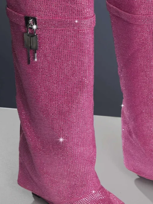 Shoes*Mew Mews Fashion Badru Lock Glitter Crystal Boots