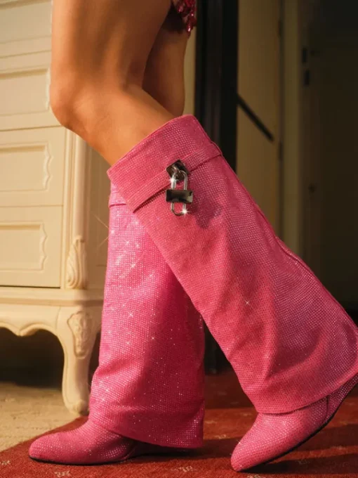 Shoes*Mew Mews Fashion Badru Lock Glitter Crystal Boots
