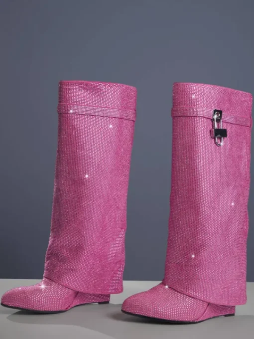 Shoes*Mew Mews Fashion Badru Lock Glitter Crystal Boots