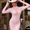Embellishment | Dresses*Embellishment Baelis Long Sleeve Rhinestone Mesh Mini Dress