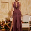 Dresses | Maxi Dresses*Mew Mews Fashion Baelthar Cowl Neck Ruched Split Maxi Dress
