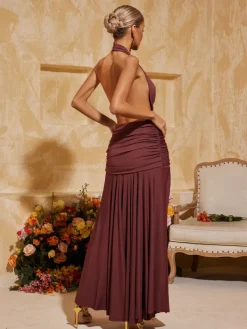 Dresses | Maxi Dresses*Mew Mews Fashion Baelthar Cowl Neck Ruched Split Maxi Dress