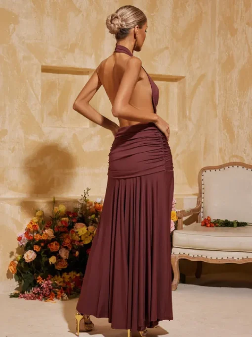 Dresses | Maxi Dresses*Mew Mews Fashion Baelthar Cowl Neck Ruched Split Maxi Dress