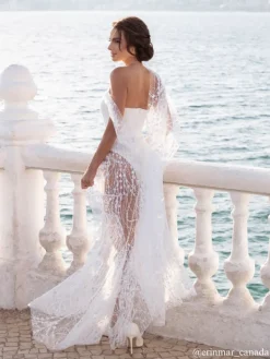Dresses*Mew Mews Fashion Bailee Split Sequin Maxi Dress In White