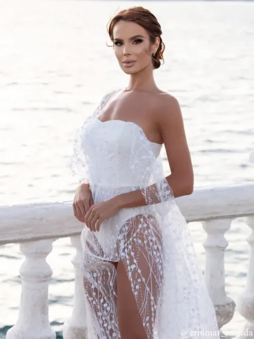 Dresses*Mew Mews Fashion Bailee Split Sequin Maxi Dress In White