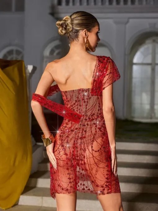 Dresses | Mini Dresses*Mew Mews Fashion Bailee Split Sequin Mini Dress In Red