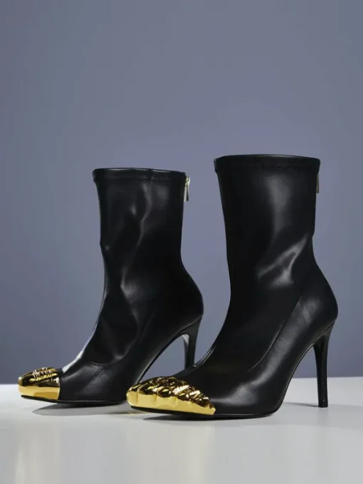 Shoes*Mew Mews Fashion Balto Metallic Toe Boots
