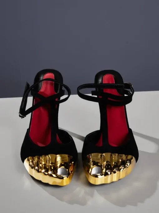 Shoes*Mew Mews Fashion Balto Metallic Toe Heels