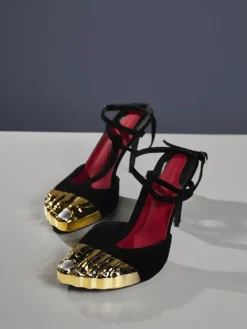 Shoes*Mew Mews Fashion Balto Metallic Toe Heels