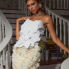 Tops*Mew Mews Fashion Bayard Strapless Flower Top In White