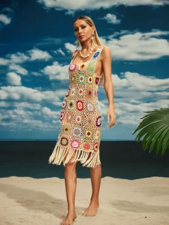 Cover-ups | Swimwear*Mew Mews Fashion O/S Benita Cutout Fringe Knitted Midi Dress