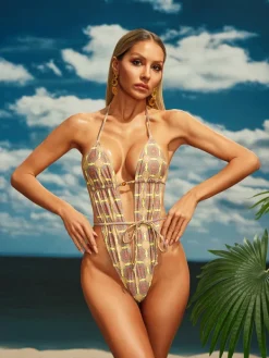 One Piece | Swimwear*Mew Mews Fashion Berit Halterneck Printed One Piece Swimsuit