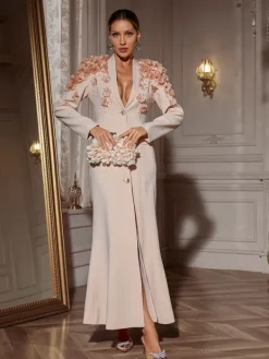 Blazers | Dresses*Mew Mews Fashion Berton Long Sleeve Flower Maxi Dress