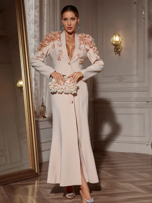 Blazers | Dresses*Mew Mews Fashion Berton Long Sleeve Flower Maxi Dress