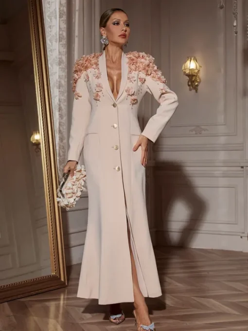 Blazers | Dresses*Mew Mews Fashion Berton Long Sleeve Flower Maxi Dress