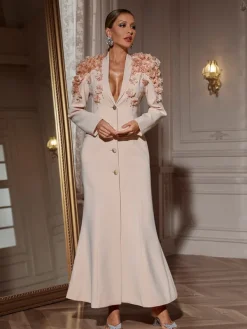 Blazers | Dresses*Mew Mews Fashion Berton Long Sleeve Flower Maxi Dress