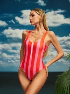 One Piece | Swimwear*Mew Mews Fashion Beyla Striped One Piece Swimsuit