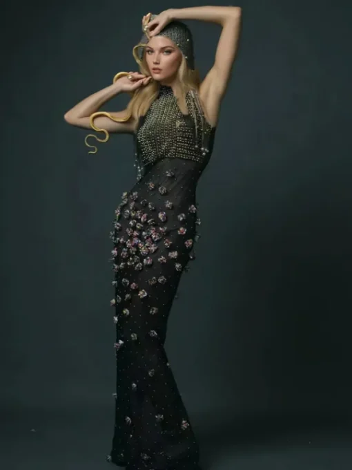 Dresses*W Jia Bina Turtleneck Embellished Maxi Dress