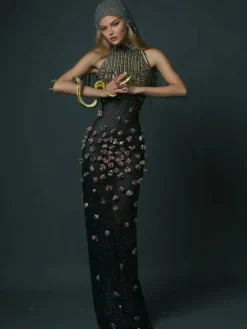 Dresses*W Jia Bina Turtleneck Embellished Maxi Dress