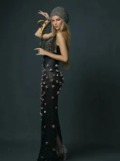 Dresses*W Jia Bina Turtleneck Embellished Maxi Dress