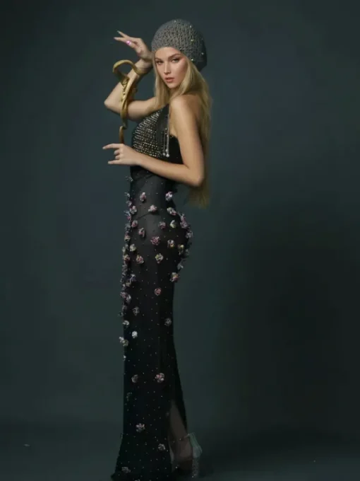 Dresses*W Jia Bina Turtleneck Embellished Maxi Dress