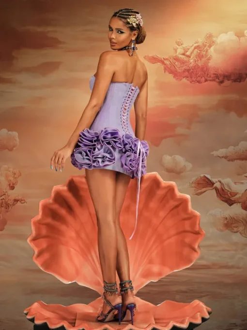 Dresses | Mini Dresses*Mew Mews Fashion Birtin Strapless Flower Mini Dress In Purple