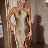 Dresses | Mini Dresses*Mew Mews Fashion Bluma Halterneck Fringe Mini Dress In Olive