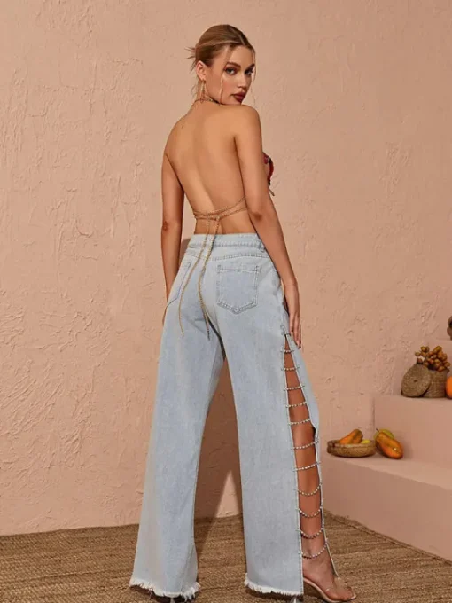 Pants & Shorts*Mew Mews Fashion Bodie Cutout Denim Pants In Blue