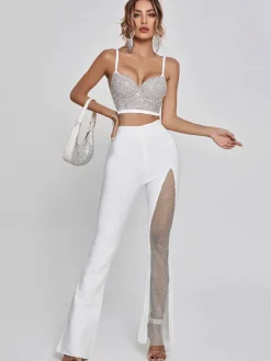 Tops*Mew Mews Fashion Brianna Crystal Bustier Top In White