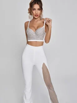 Tops*Mew Mews Fashion Brianna Crystal Bustier Top In White