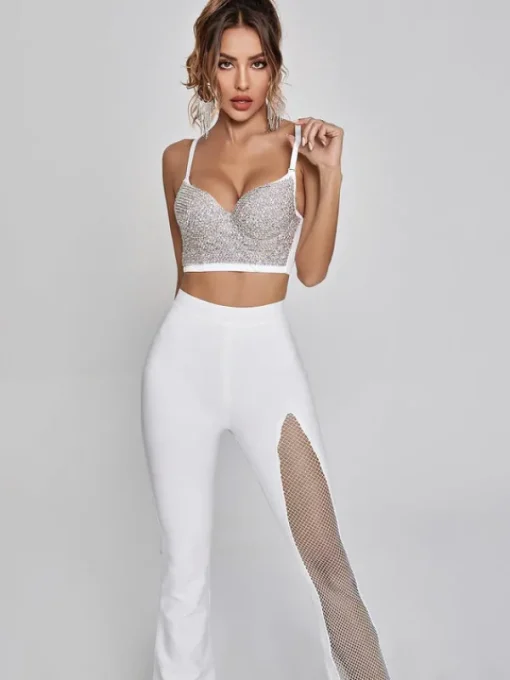 Tops*Mew Mews Fashion Brianna Crystal Bustier Top In White