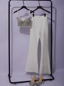 Tops*Mew Mews Fashion Brianna Crystal Bustier Top In White