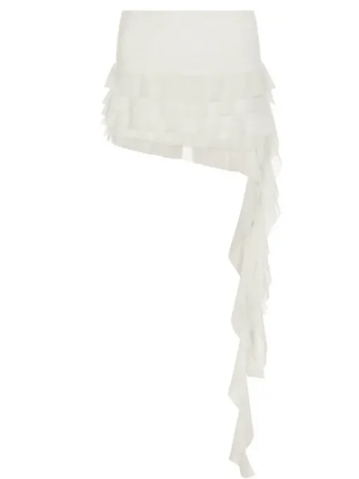 Skirts*Mew Mews Fashion Brinzara Ruffle Draped Skirt In White