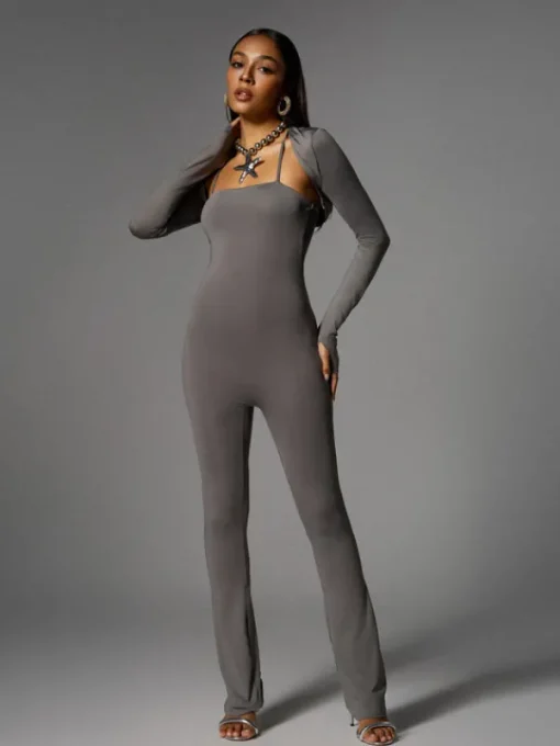 Jumpsuits & Romper*Mew Mews Fashion Brixander Spaghetti Jumpsuit In Grey With Shrug