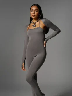 Jumpsuits & Romper*Mew Mews Fashion Brixander Spaghetti Jumpsuit In Grey With Shrug