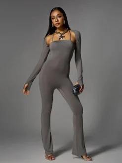 Jumpsuits & Romper*Mew Mews Fashion Brixander Spaghetti Jumpsuit In Grey With Shrug