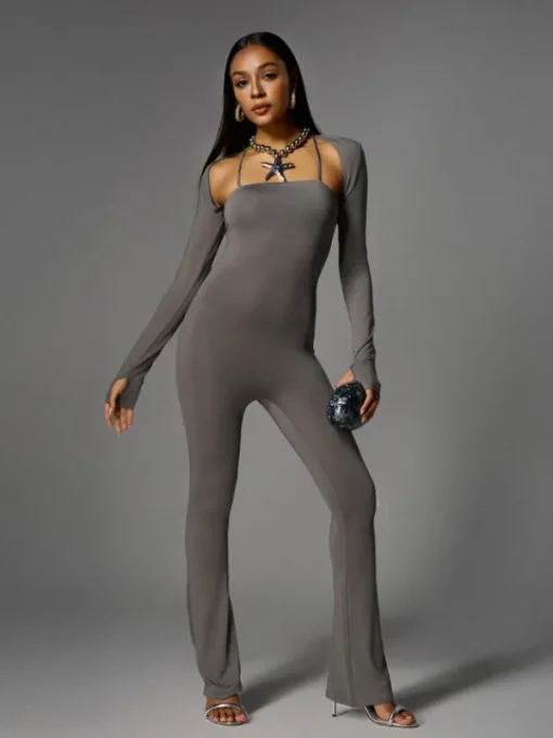 Jumpsuits & Romper*Mew Mews Fashion Brixander Spaghetti Jumpsuit In Grey With Shrug