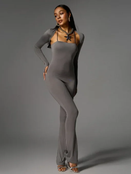 Jumpsuits & Romper*Mew Mews Fashion Brixander Spaghetti Jumpsuit In Grey With Shrug