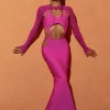 Dresses*Bandage Bronwyn Long Sleeve Cutout Split Maxi Dress