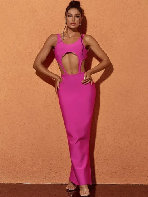 Dresses*Bandage Bronwyn Long Sleeve Cutout Split Maxi Dress